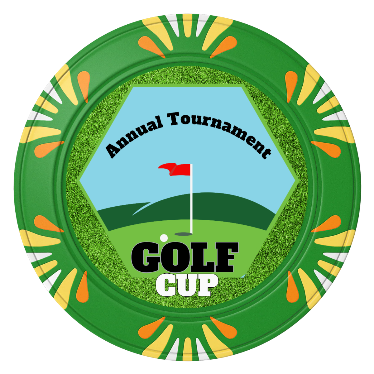 Golf Cup Clay Poker Chips - Green / Macau / 40mm - Front