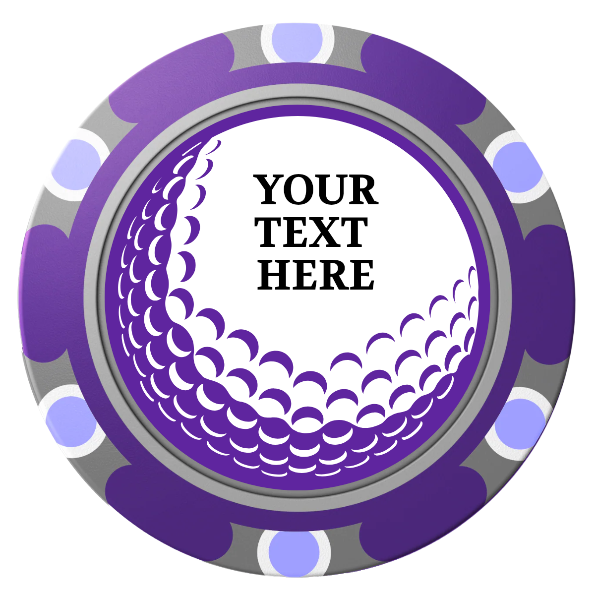 Hole In One Clay Poker Chips - Purple / Monte Carlo / 40mm - Front