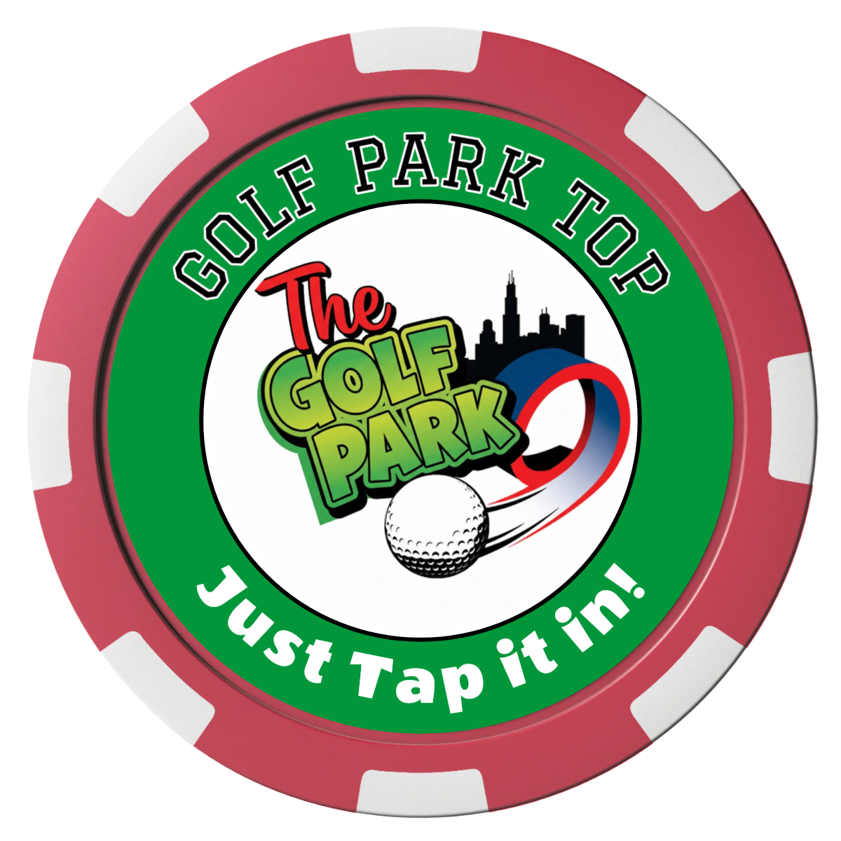Golf Slogan Magnetic Composite Poker Chips - Red / 8 Spot - Back