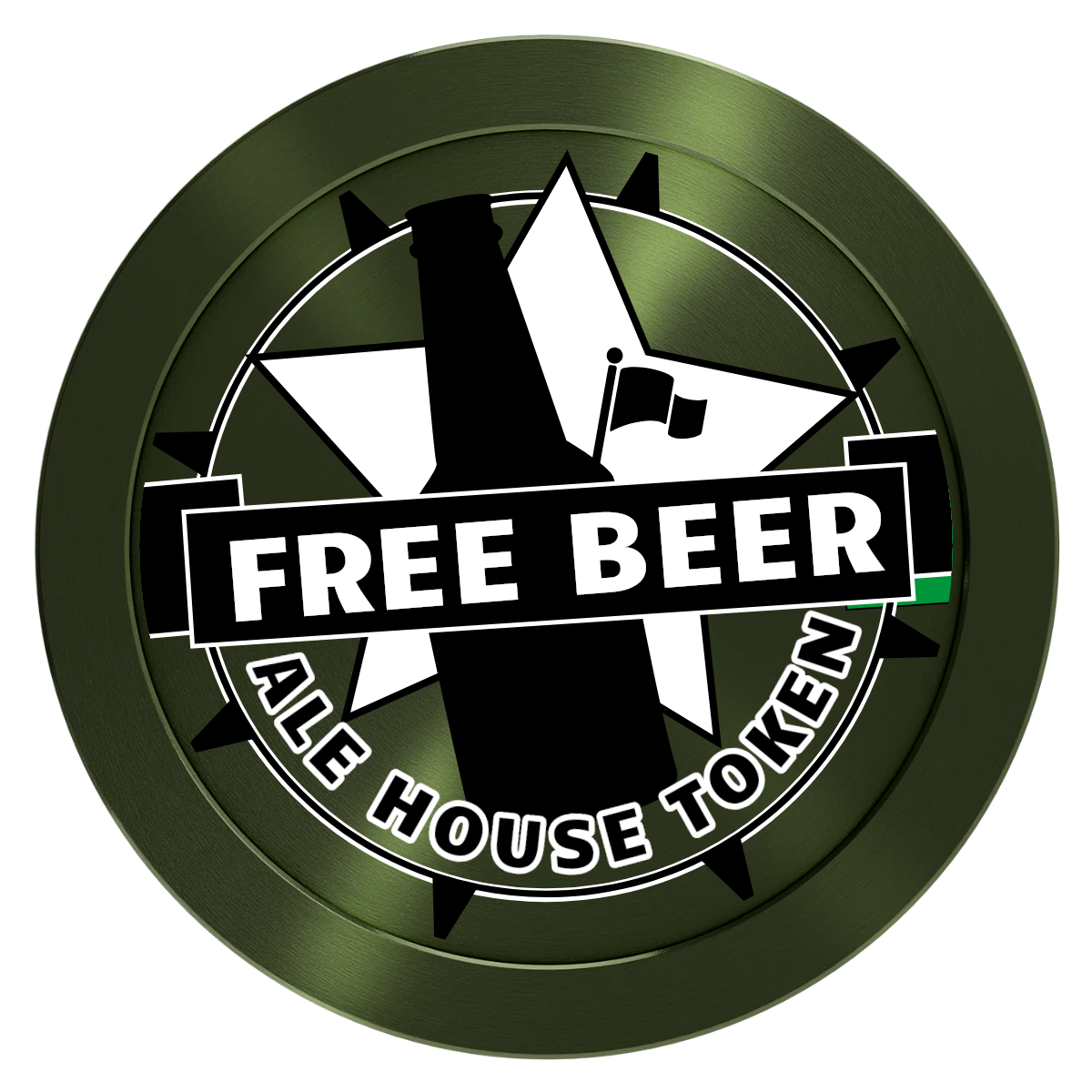 Free Beer Drink Aluminum Poker Chips - Green - Front