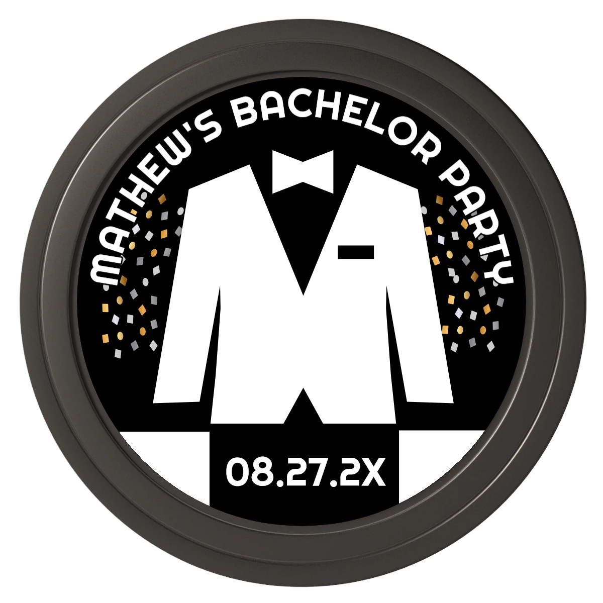 Bachelor No More Bowtie Composite Poker Chips - Black / Solid - Front
