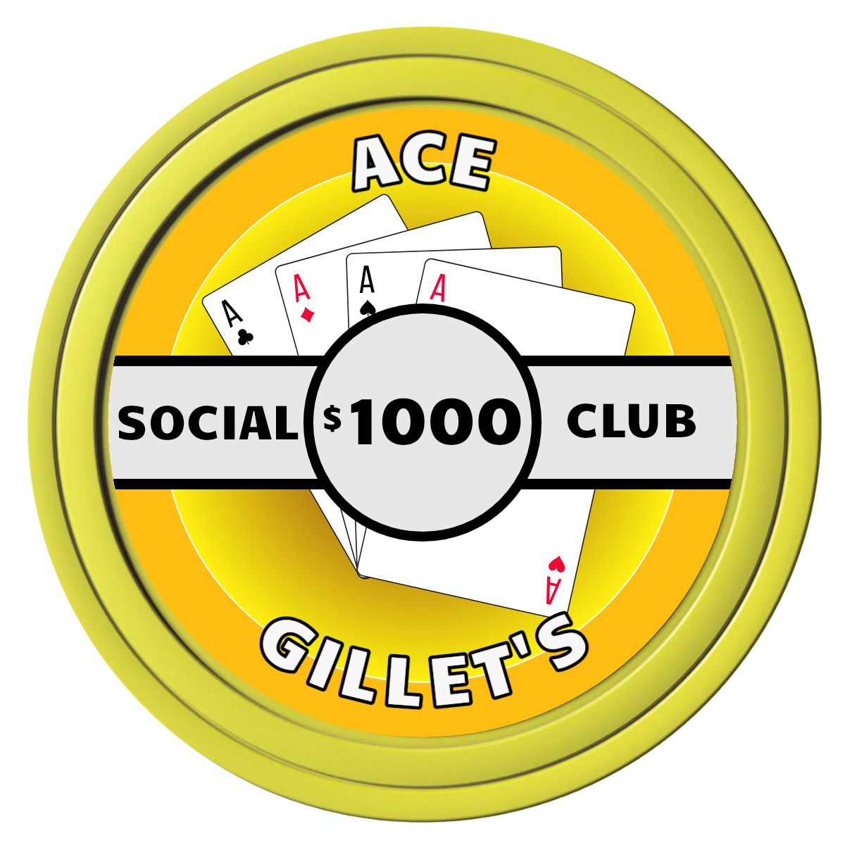 Ace Gillet's Composite Poker Chips - Yellow / Solid - Front