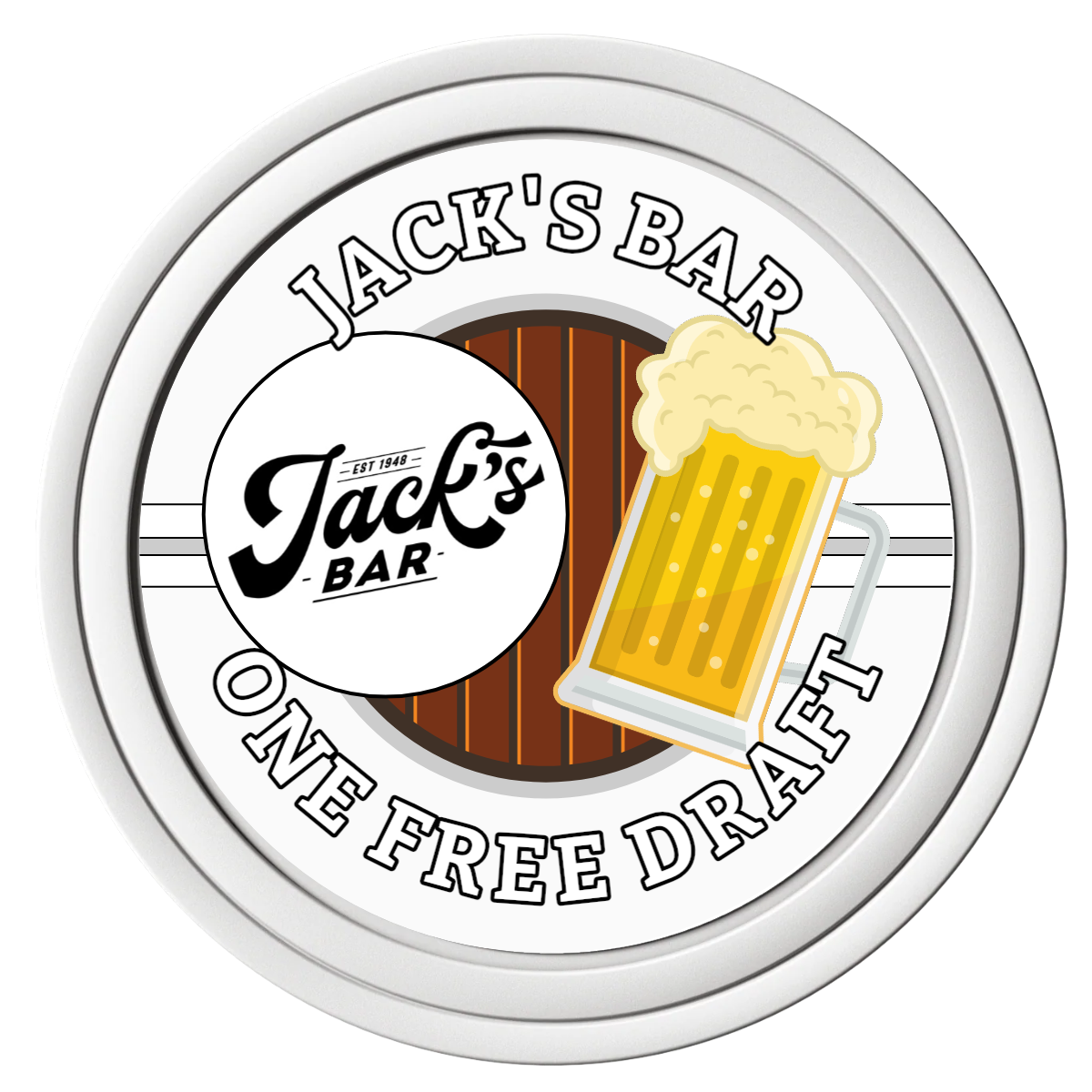 Barnyard Brew Composite Poker Chips - White / Solid - Front