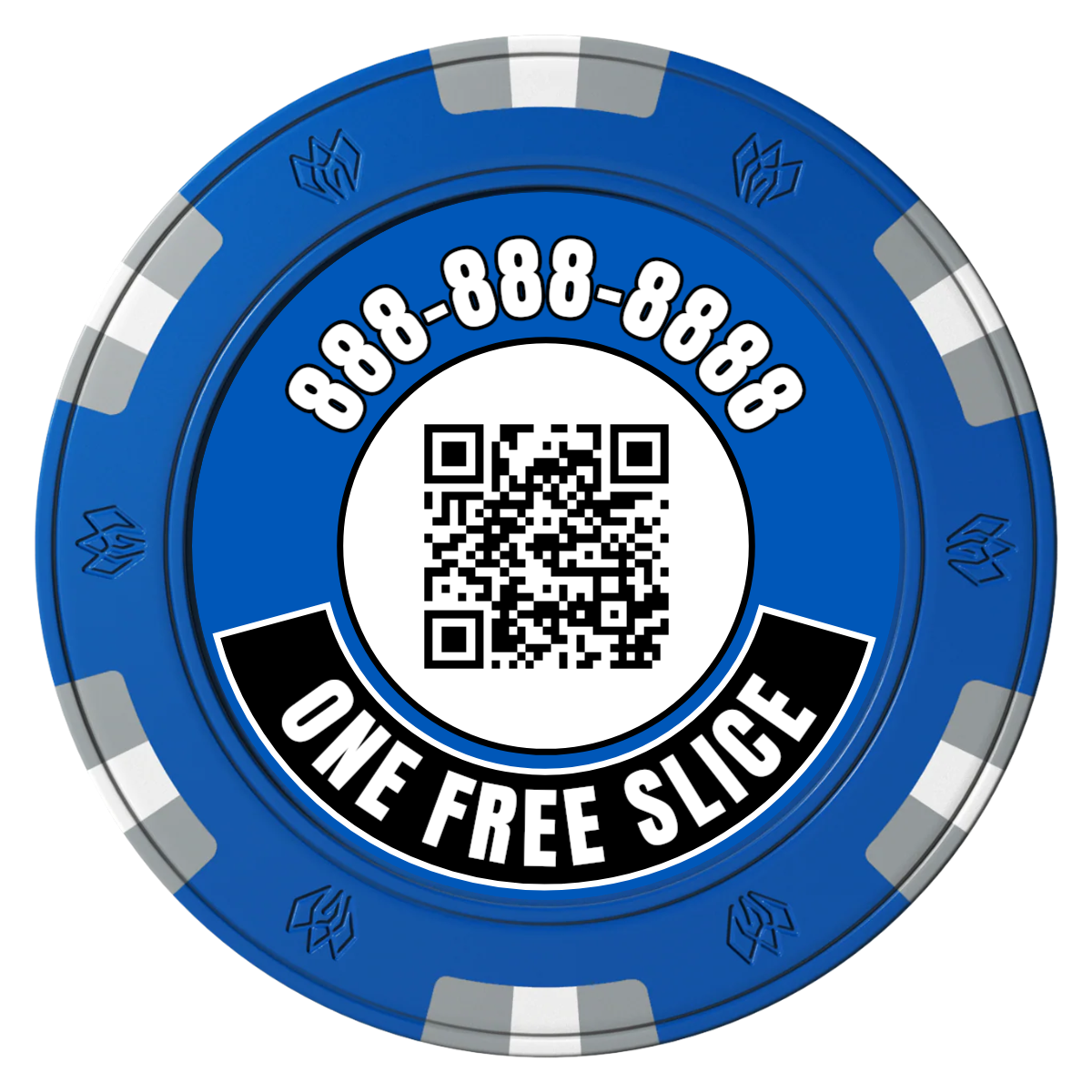 Brew Pub or Pizzeria with Logo Clay Poker Chips - Blue / 6 Spot Gem / 40mm - Back