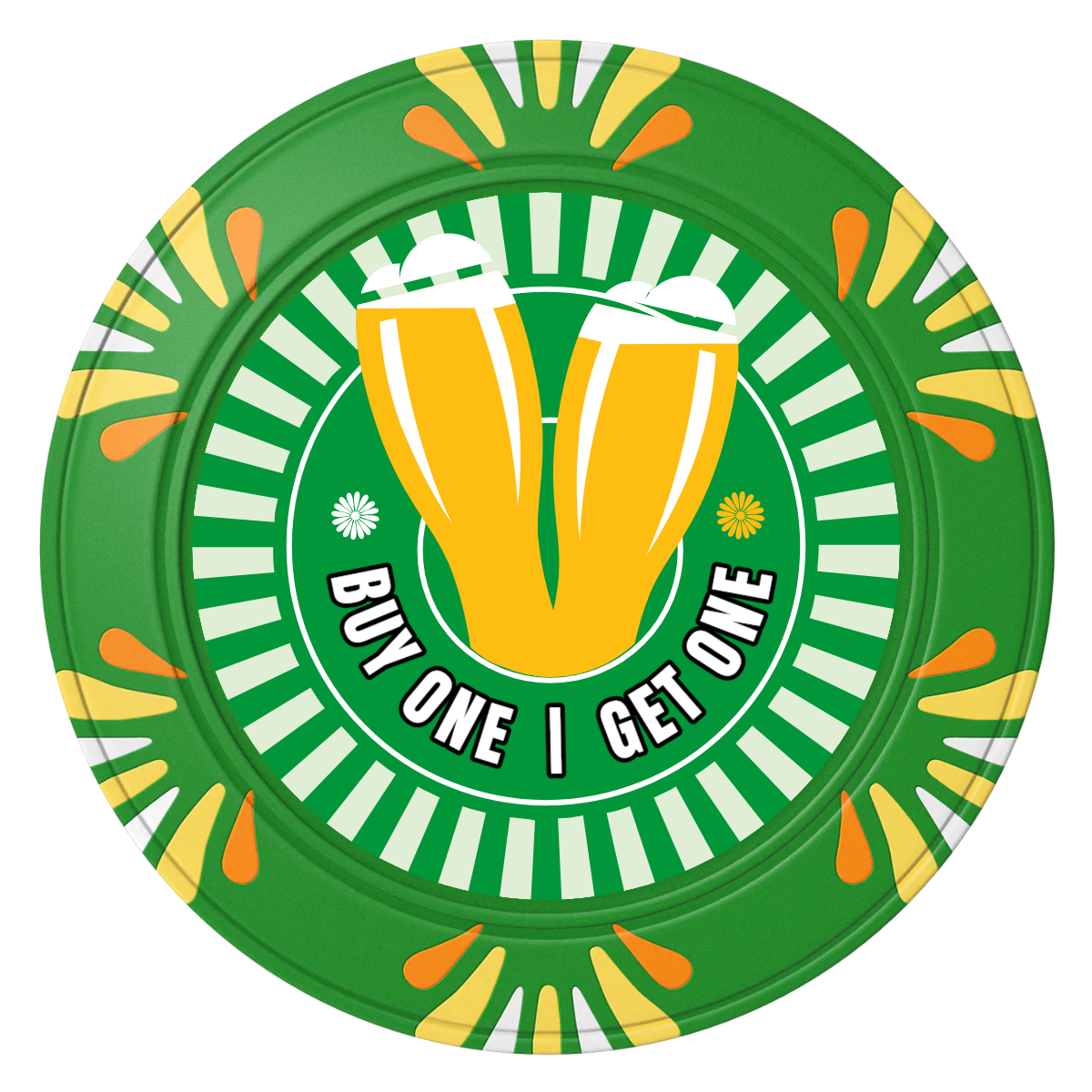 Double Pint Clay Poker Chips - Green / Macau / 40mm - Front