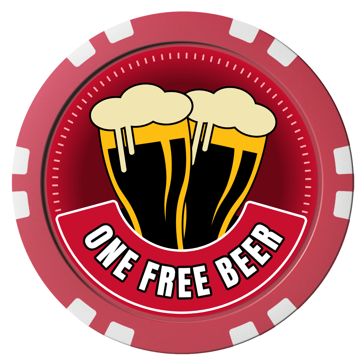 Double Pint 2 Composite Poker Chips - Red / Double Stripe - Front