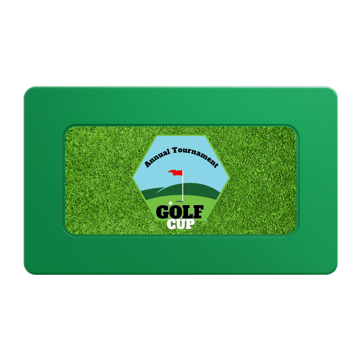 Golf Cup Rectangular Poker Chip Plaques - Green - Front
