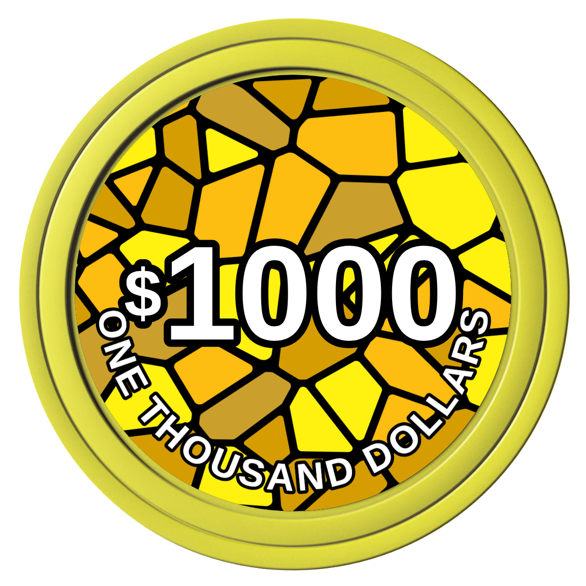 Stained Glass Composite Poker Chips - Yellow / Solid - Front