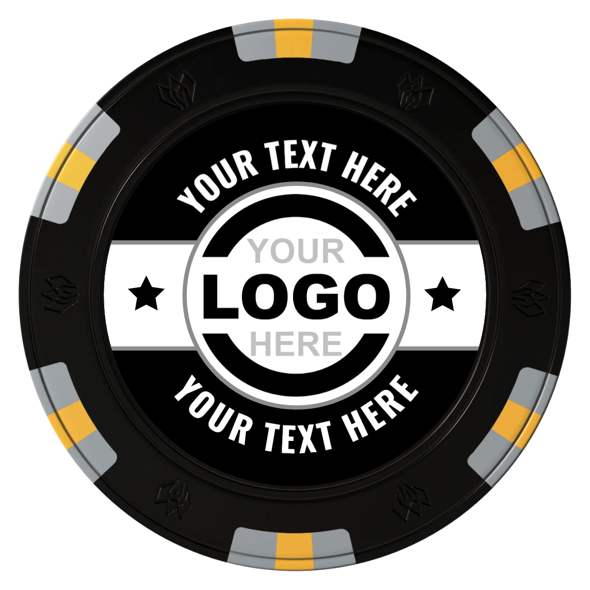 Star Banner Clay Poker Chips - Black / 6 Spot Gem / 40mm - Front