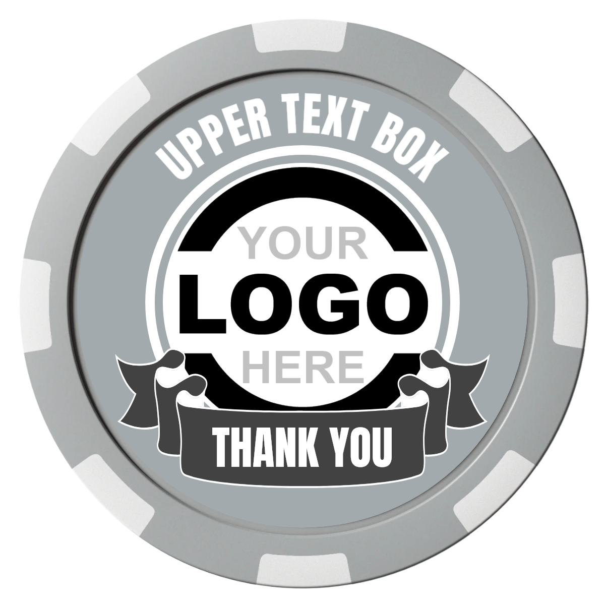 Lower Banner Composite Poker Chips - Gray / 8 Spot - Front