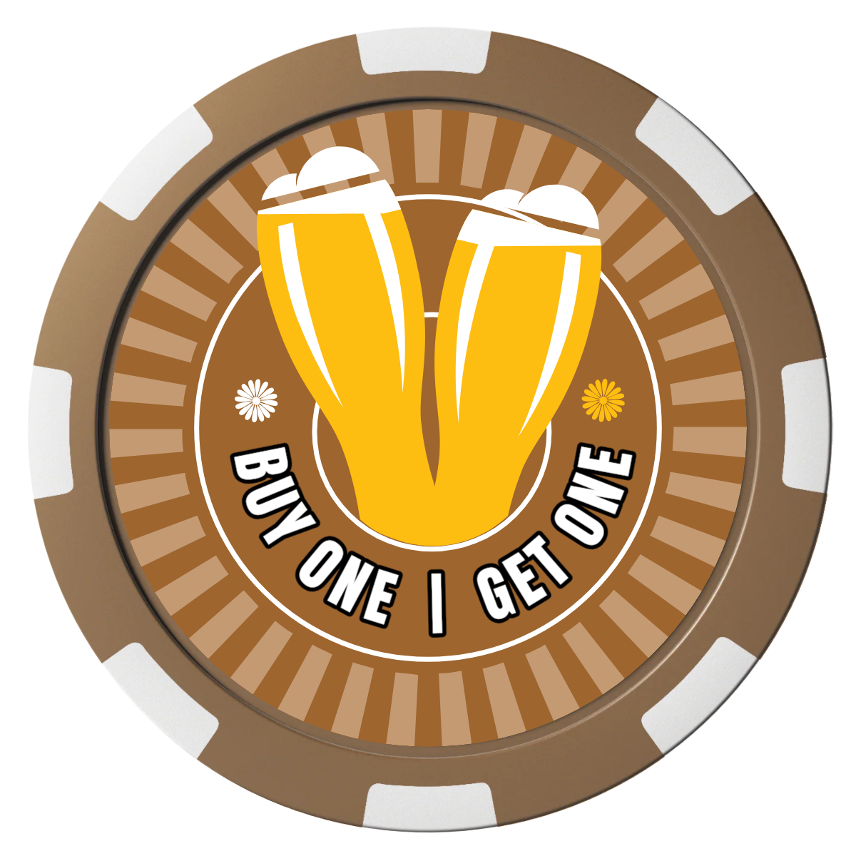 Double Pint Composite Poker Chips - Brown / 8 Spot - Front