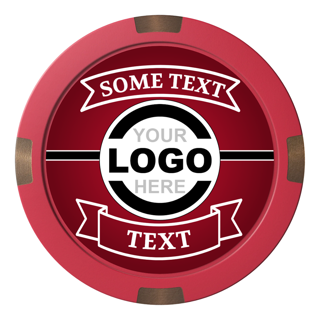 Double Banner Composite & Metal Hybrid Poker Chips - Red - Back