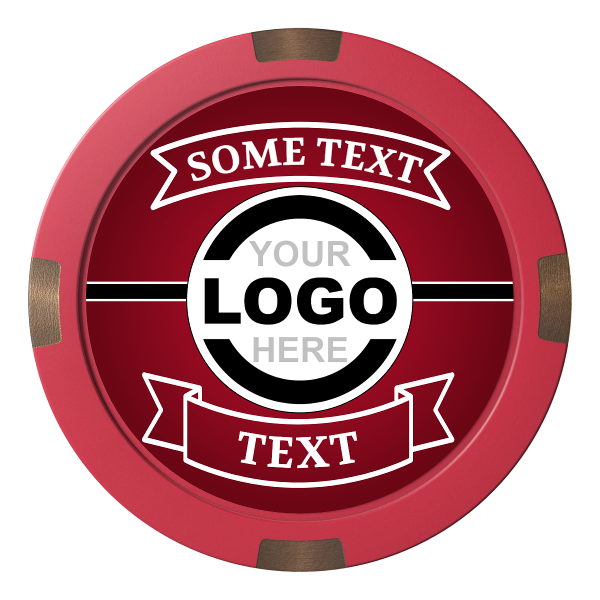 Double Banner Composite & Metal Hybrid Poker Chips - Red - Back