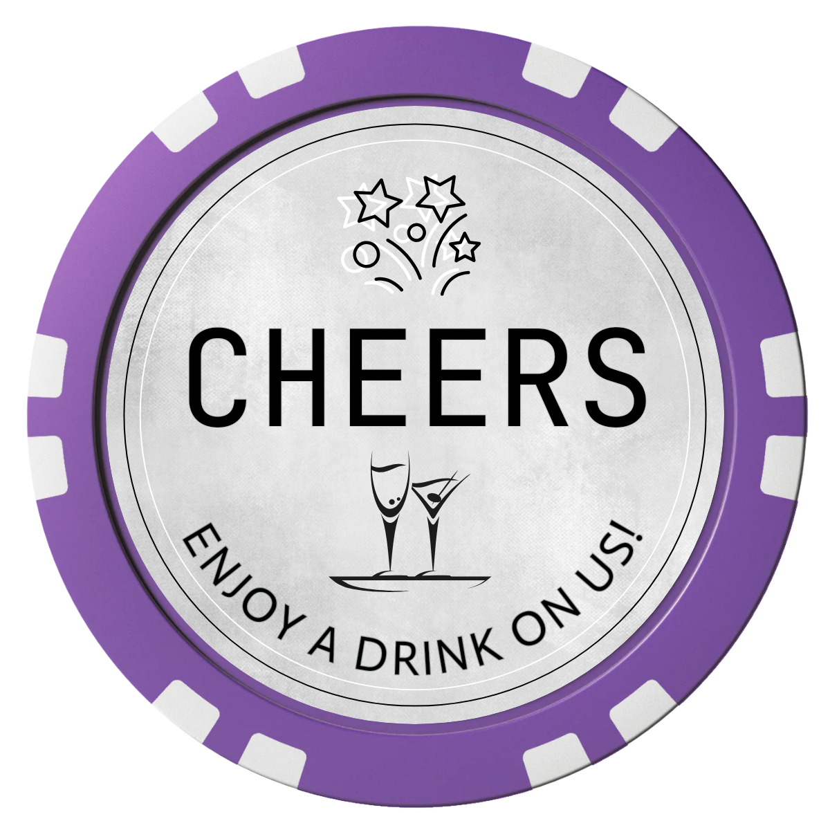 Chique Wedding Token Composite Poker Chips - Purple / Double Stripe - Front