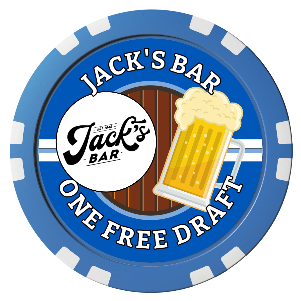 Barnyard Brew Composite Poker Chips - Blue / Double Stripe - Back