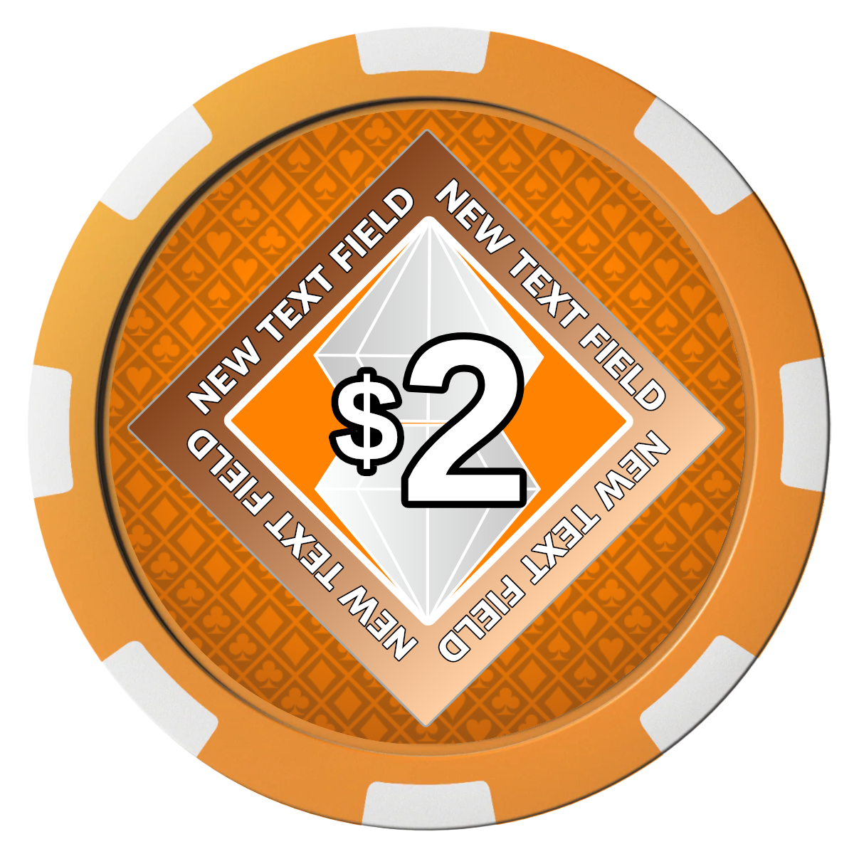 Diamond in the Rough Composite Poker Chips - Orange / 8 Spot - Front