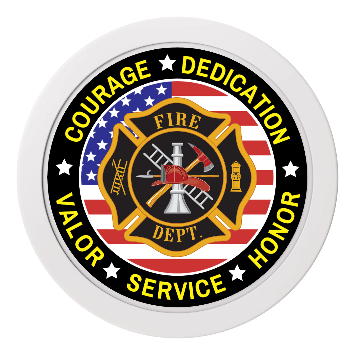 Firefighter Maltese Cross 2" Oversized Poker Chips - White - Back