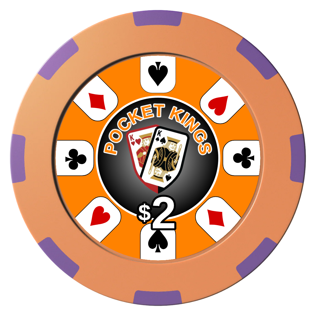 Pocket Kings Clay Poker Chips - Orange / 8 Spot (2 Tone) / 40mm - Front