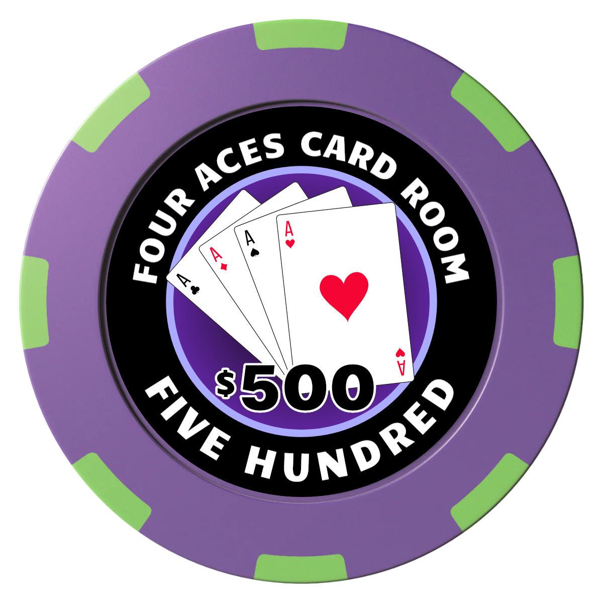 4 Aces Poker Room Clay Poker Chips - Purple / 8 Spot (2 Tone) / 40mm - Front