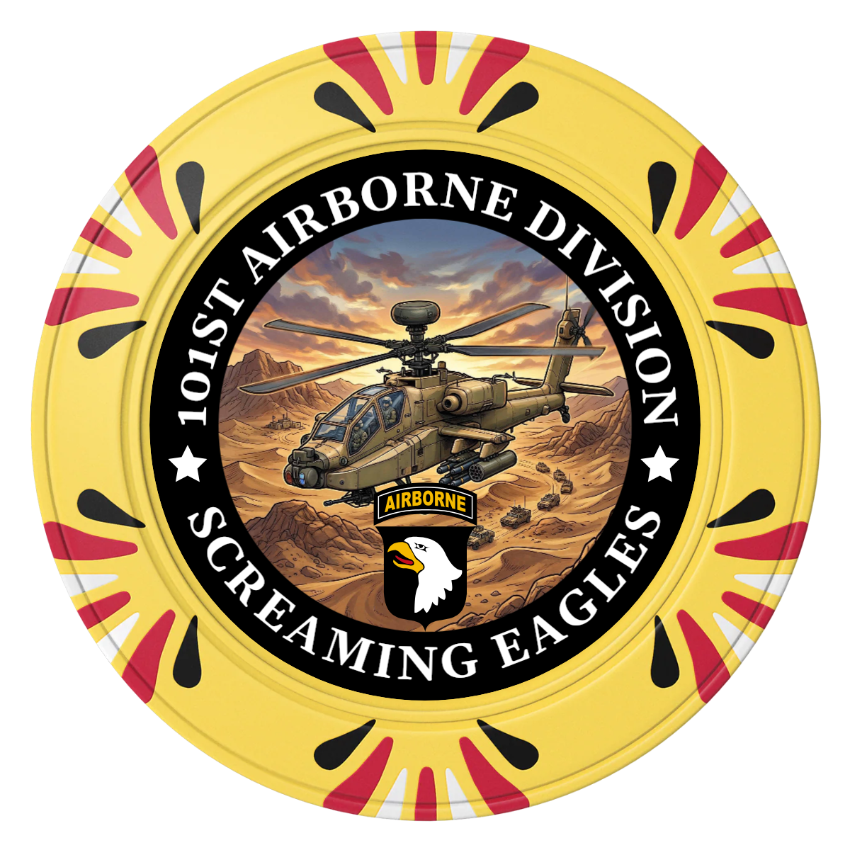 Army Airborne Clay Poker Chips - Yellow / Macau / 40mm - Front