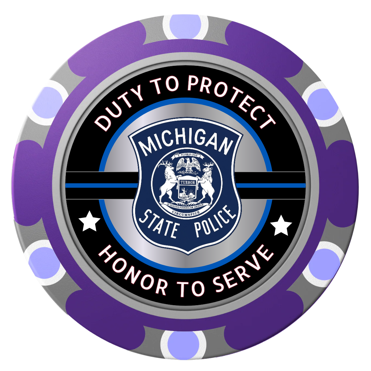 Police Department #01 Clay Poker Chips - Purple / Monte Carlo / 40mm - Front