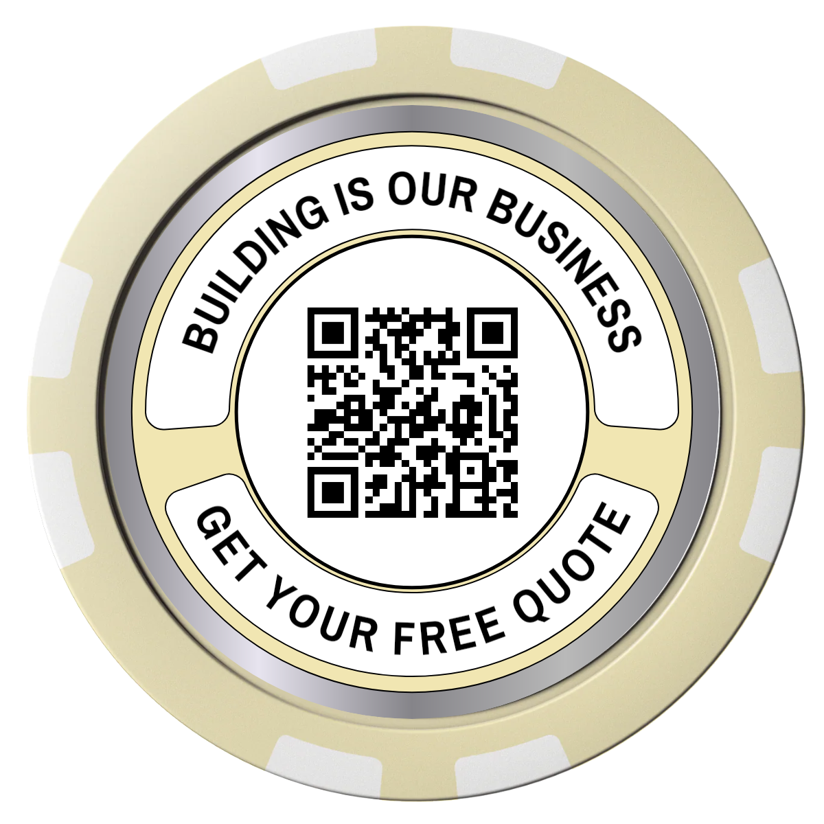 Acme Construction Composite Poker Chips - Ivory / 8 Stripe - Front