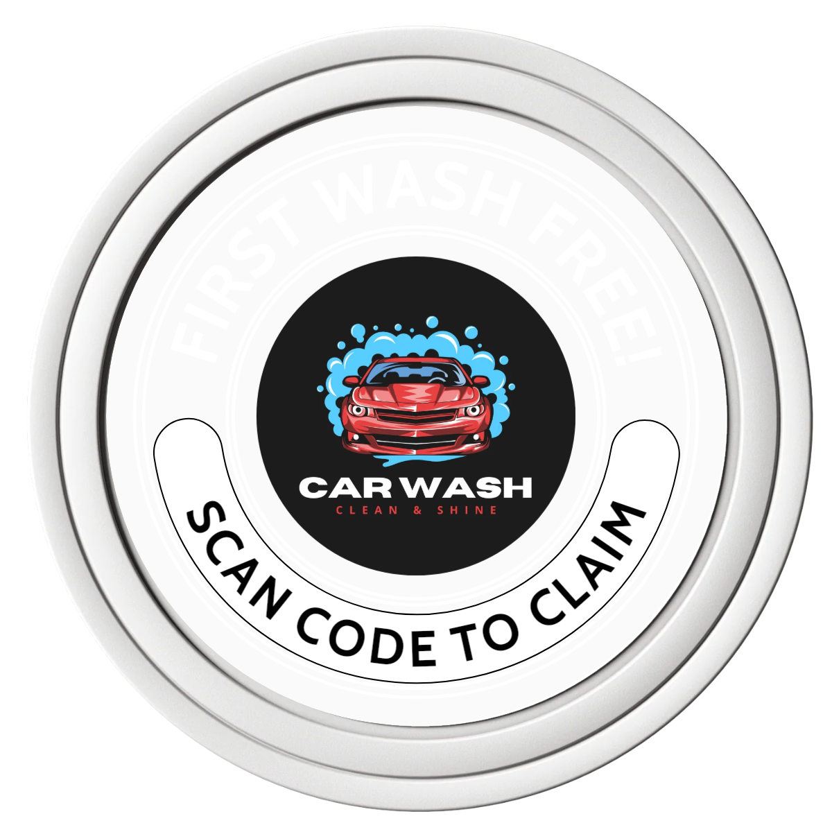 Car Wash Promotion Composite Poker Chips - White / Solid - Front