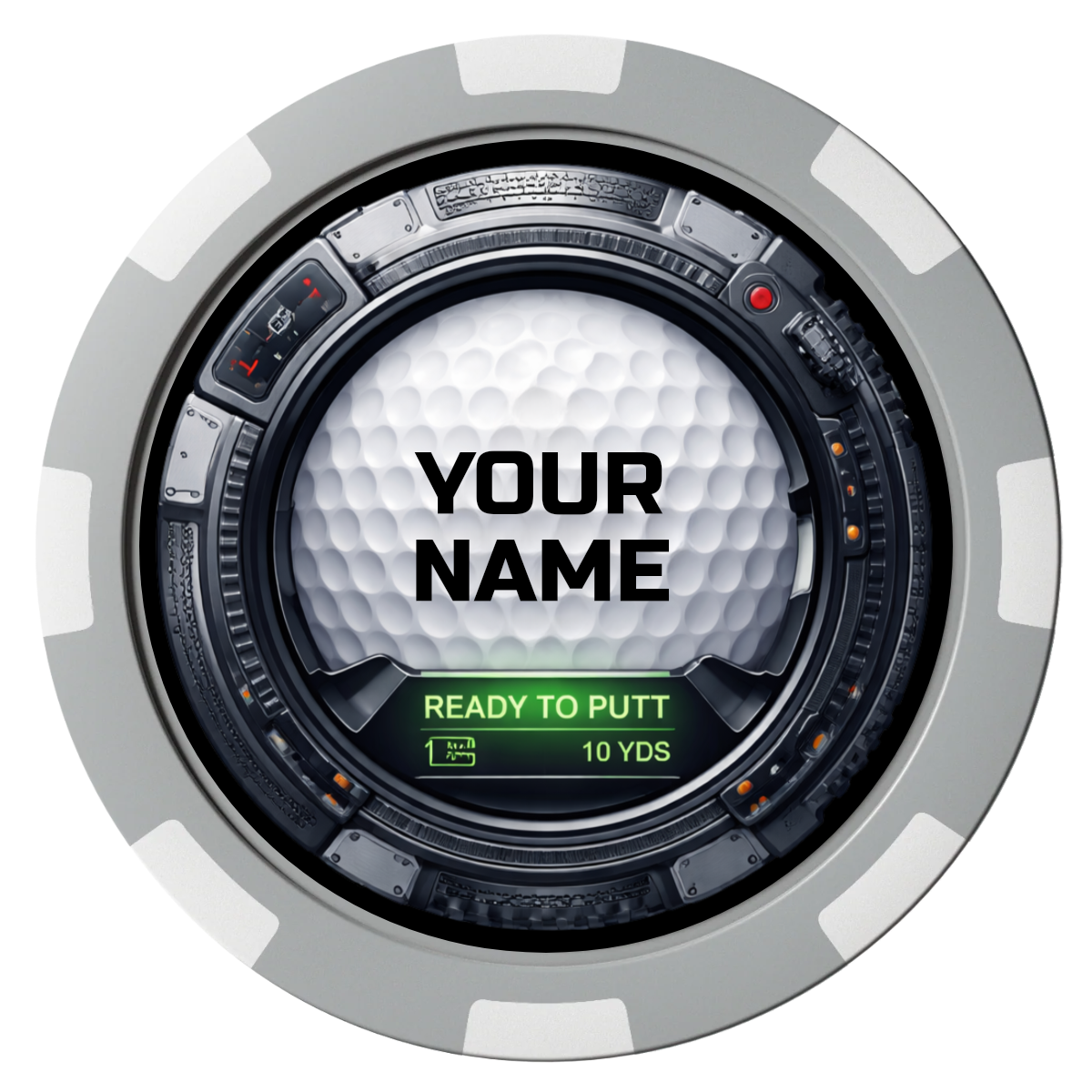 Auto Marked IV Composite Poker Chips - Gray / 8 Spot - Front