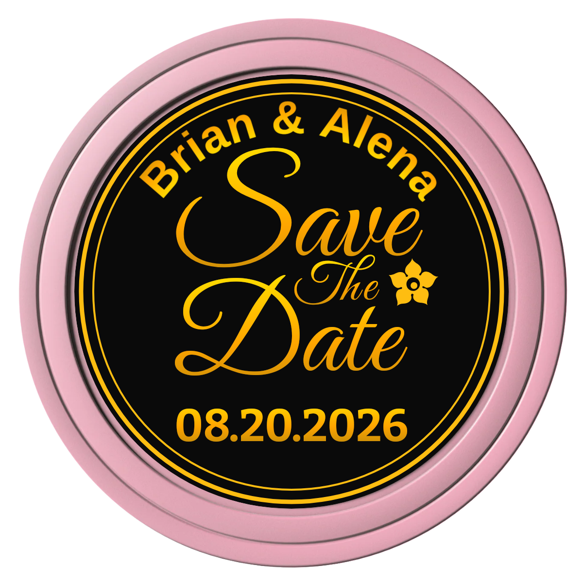 Save the Date Text Composite Poker Chips - Pink / Solid - Front
