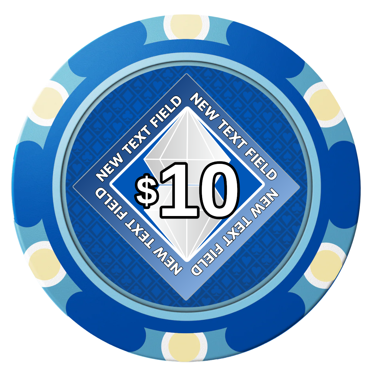 Diamond in the Rough Clay Poker Chips - Blue / Monte Carlo / 40mm - Front