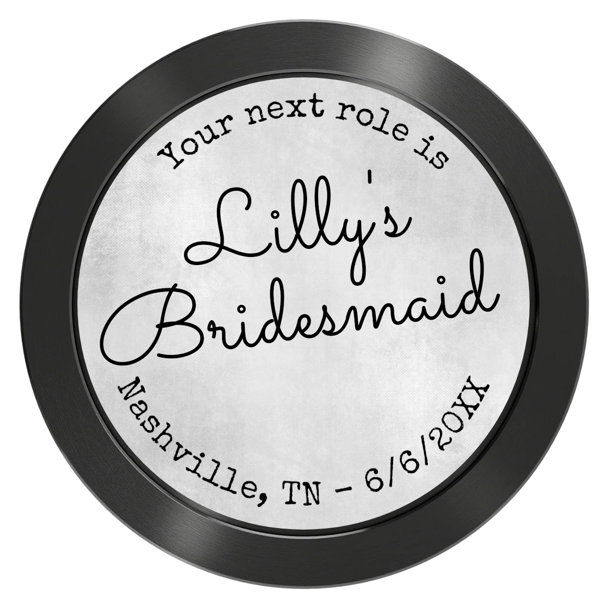 Be My Bridesmaid Simple Aluminum Poker Card Guards - Black - Front