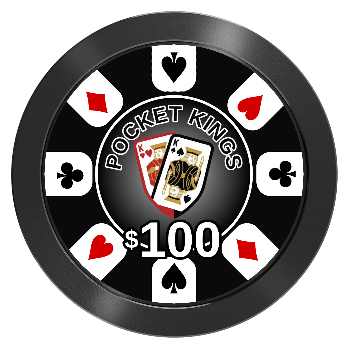 Pocket Kings Aluminum Poker Chips - Black - Back