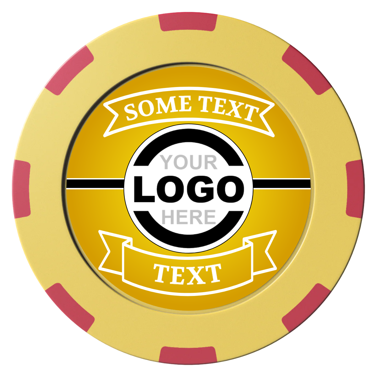 Double Banner Clay Poker Chips - Yellow / 8 Spot (2 Tone) / 40mm - Front