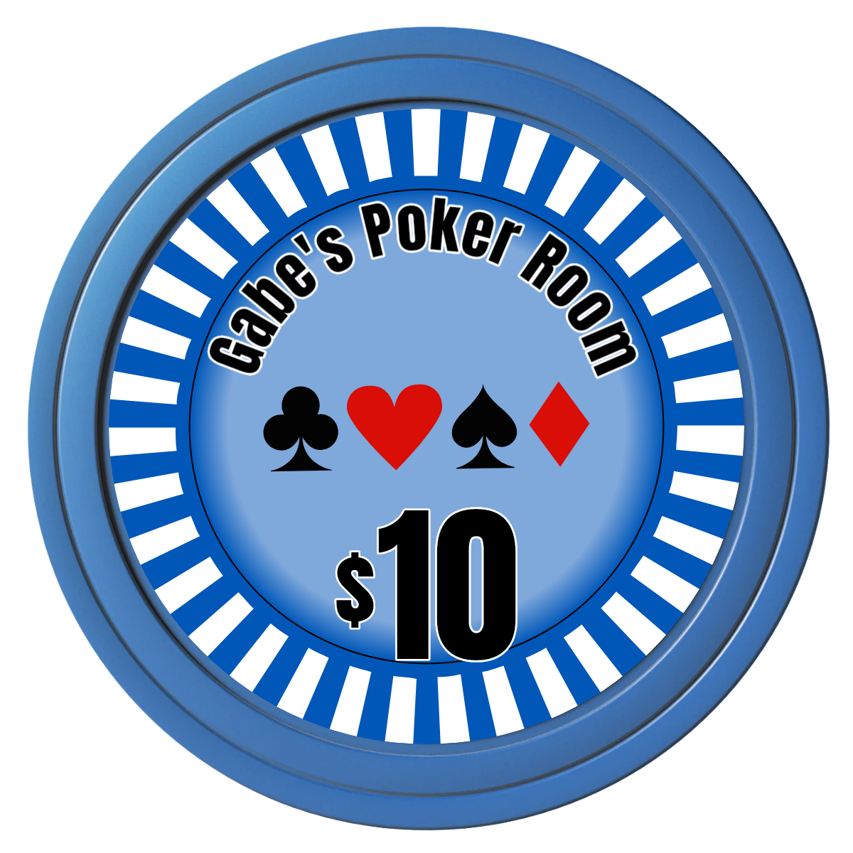 Gabe's Poker Room Composite Poker Chips - Blue / Solid - Front
