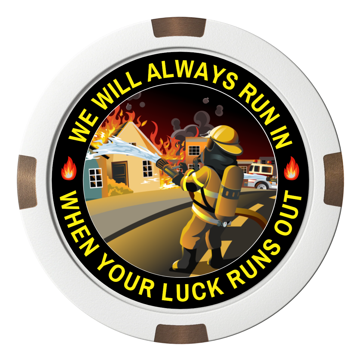 Firefighter Maltese Cross Composite & Metal Hybrid Poker Chips - White - Front