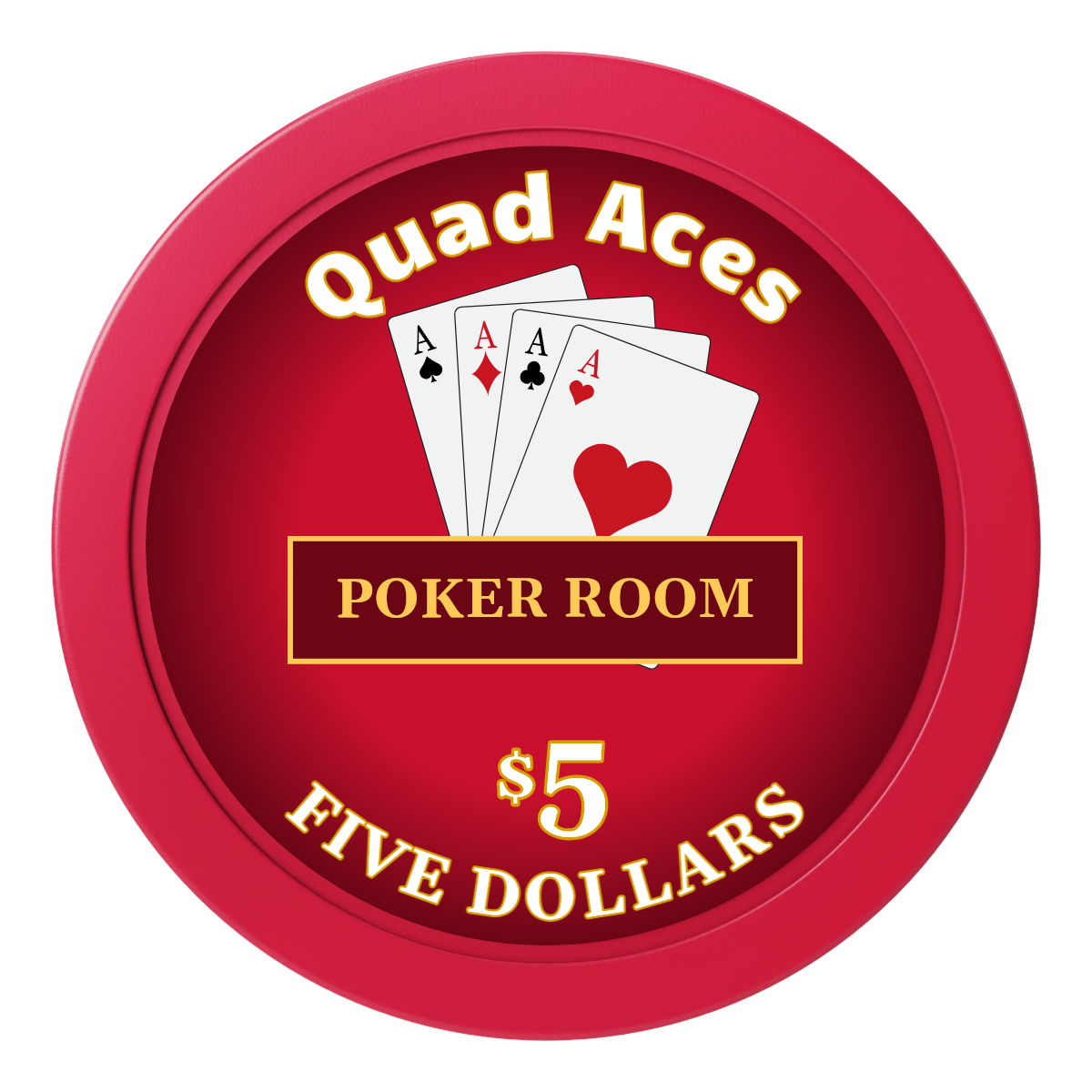 Quad Aces 2" Oversized Poker Chips - Red - Front