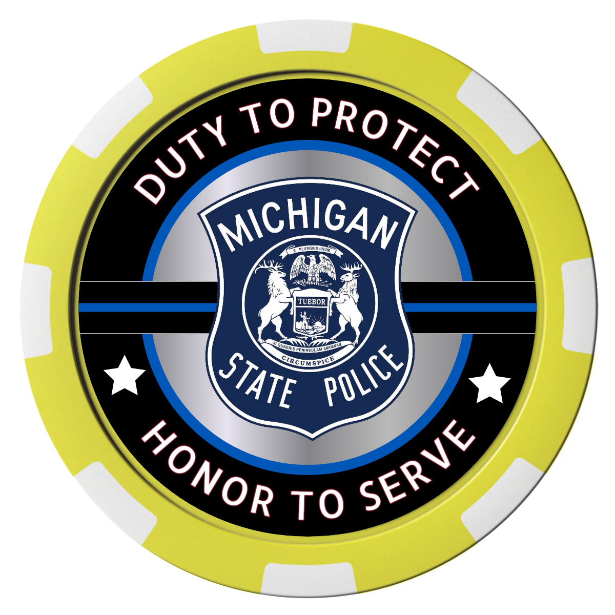 Police Department #01 Composite Poker Chips - Yellow / 8 Spot - Front