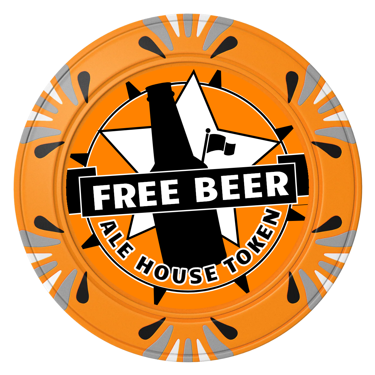 Free Beer Drink Clay Poker Chips - Orange / Macau / 40mm - Front