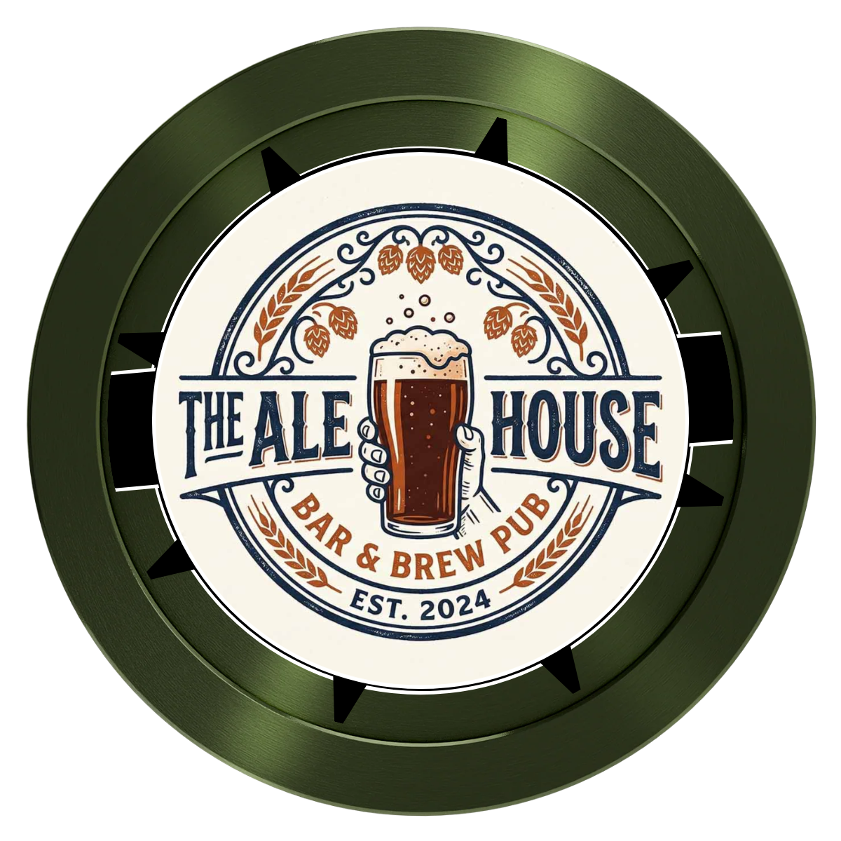 Free Beer Drink Aluminum Poker Chips - Green - Back