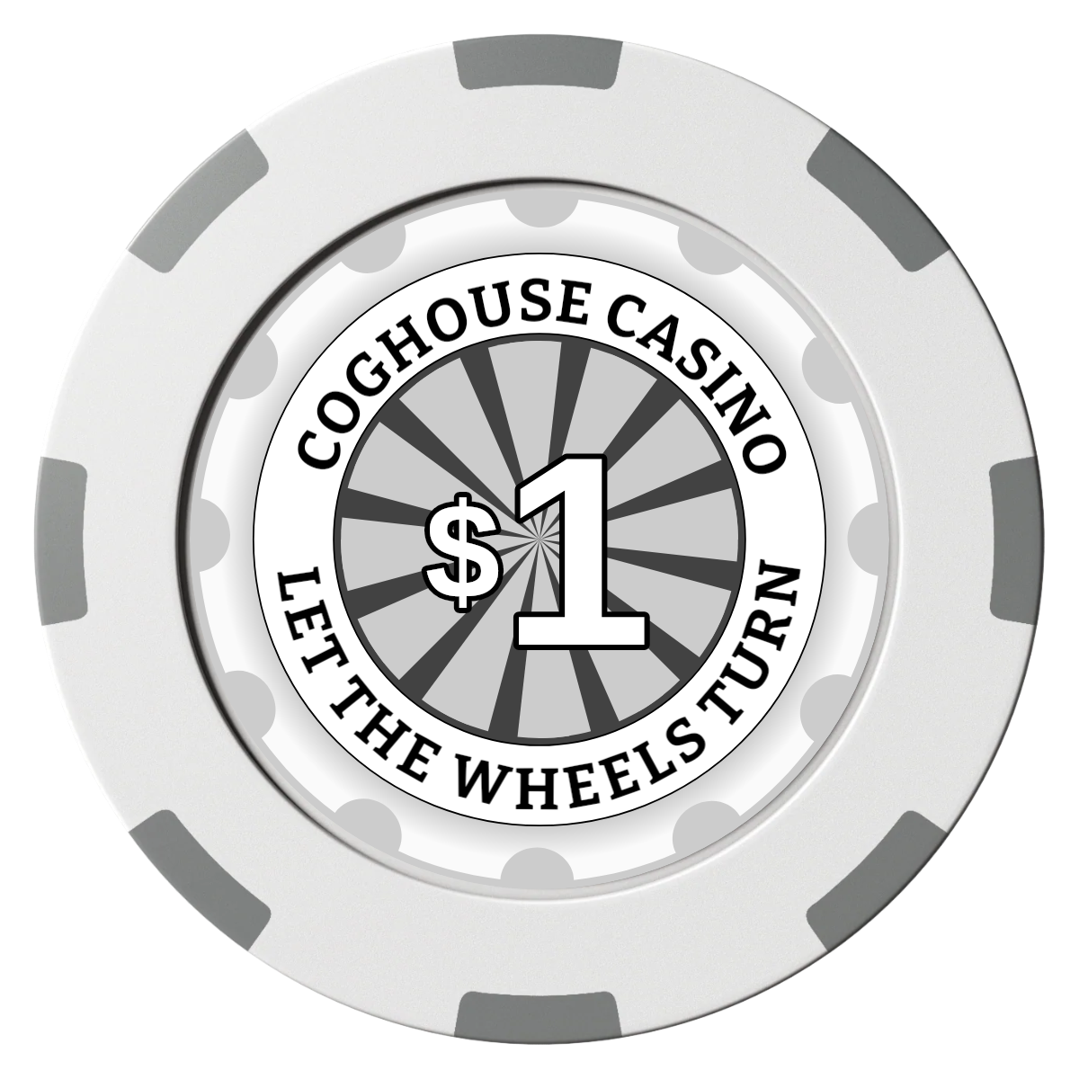 Cog House Clay Poker Chips - White / 8 Spot (2 Tone) / 40mm - Front