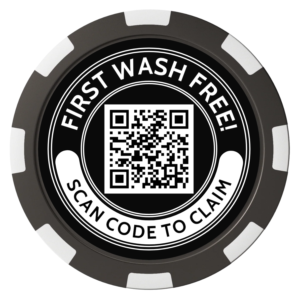 Car Wash Promotion Magnetic Composite Poker Chips - Black / 8 Spot - Back