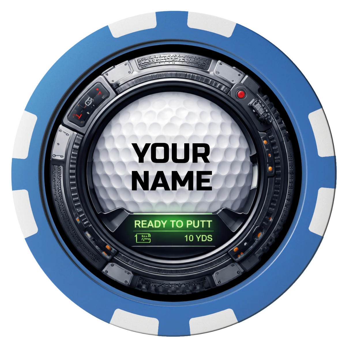 Auto Marked IV Composite Poker Chips - Blue / 8 Stripe - Front