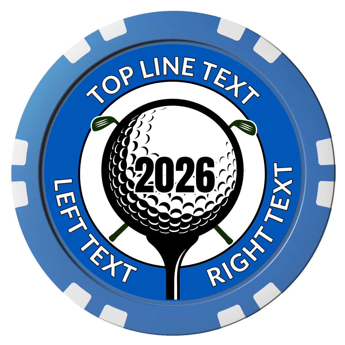 Tee it up Composite Poker Chips - Blue / Double Stripe - Front