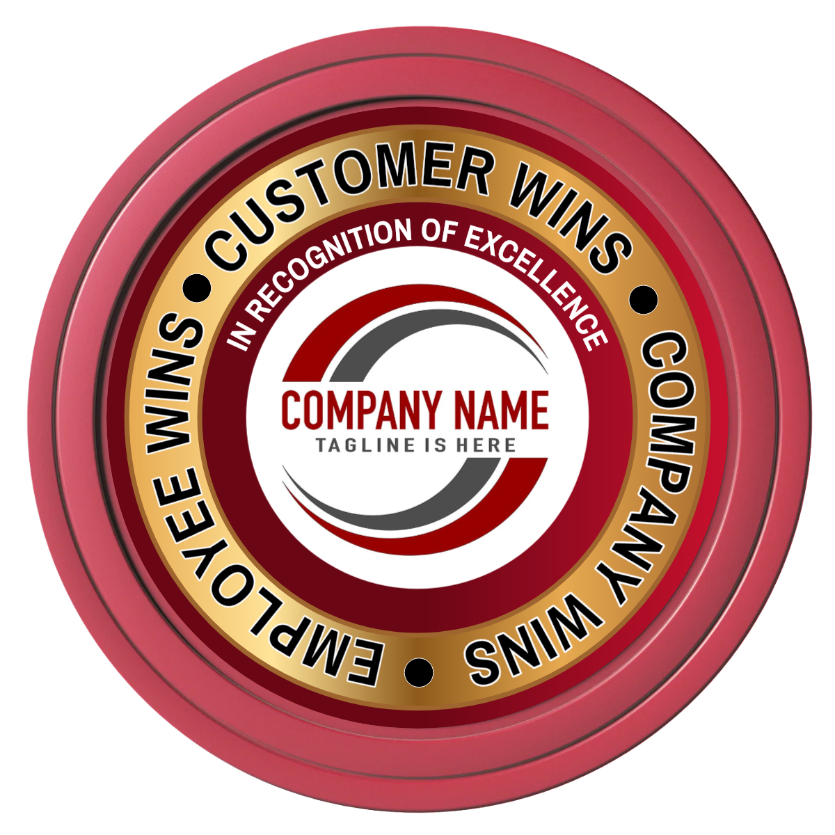 Gold Standard Composite Poker Chips - Red / Solid - Front