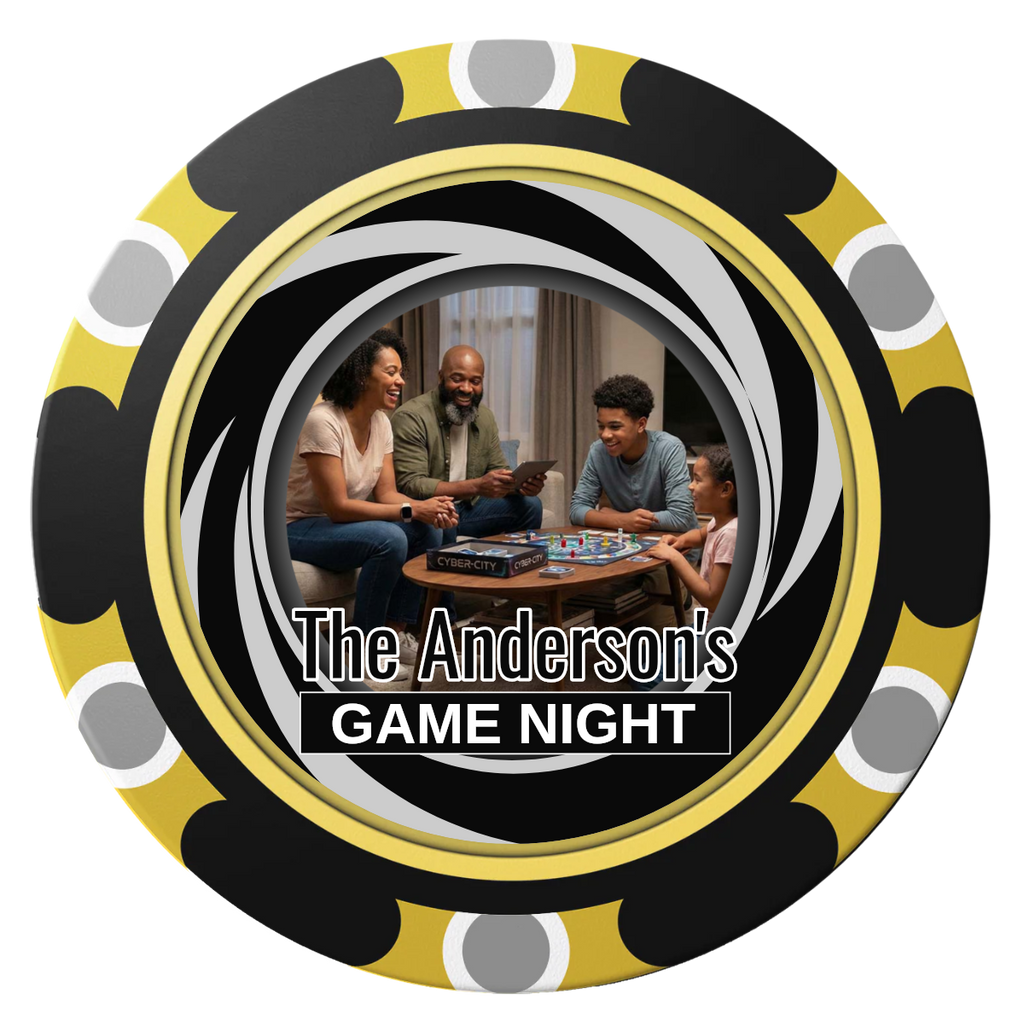 Anderson's Game Night Clay Poker Chips - Black / Monte Carlo / 40mm - Front