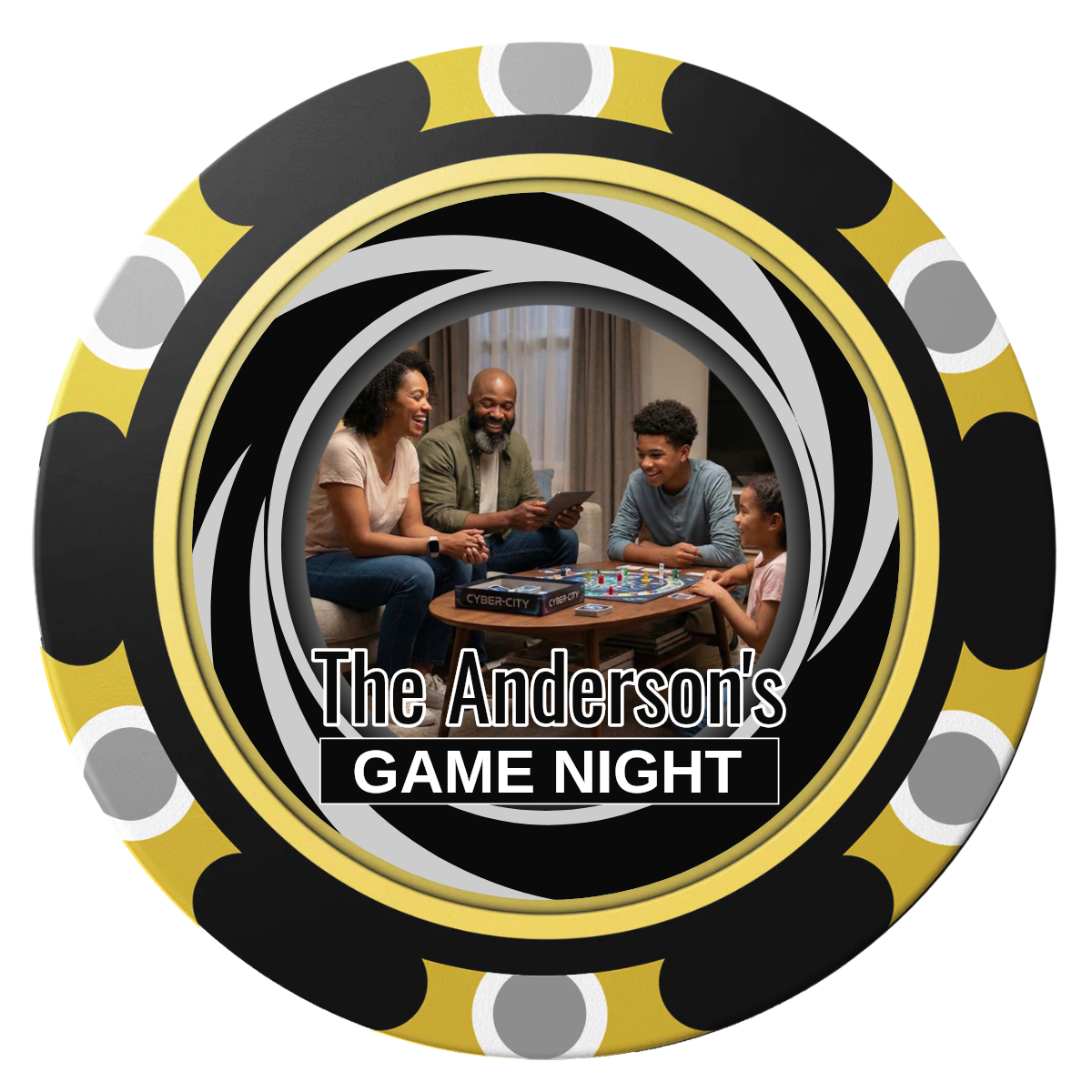 Anderson's Game Night Clay Poker Chips - Black / Monte Carlo / 40mm - Front