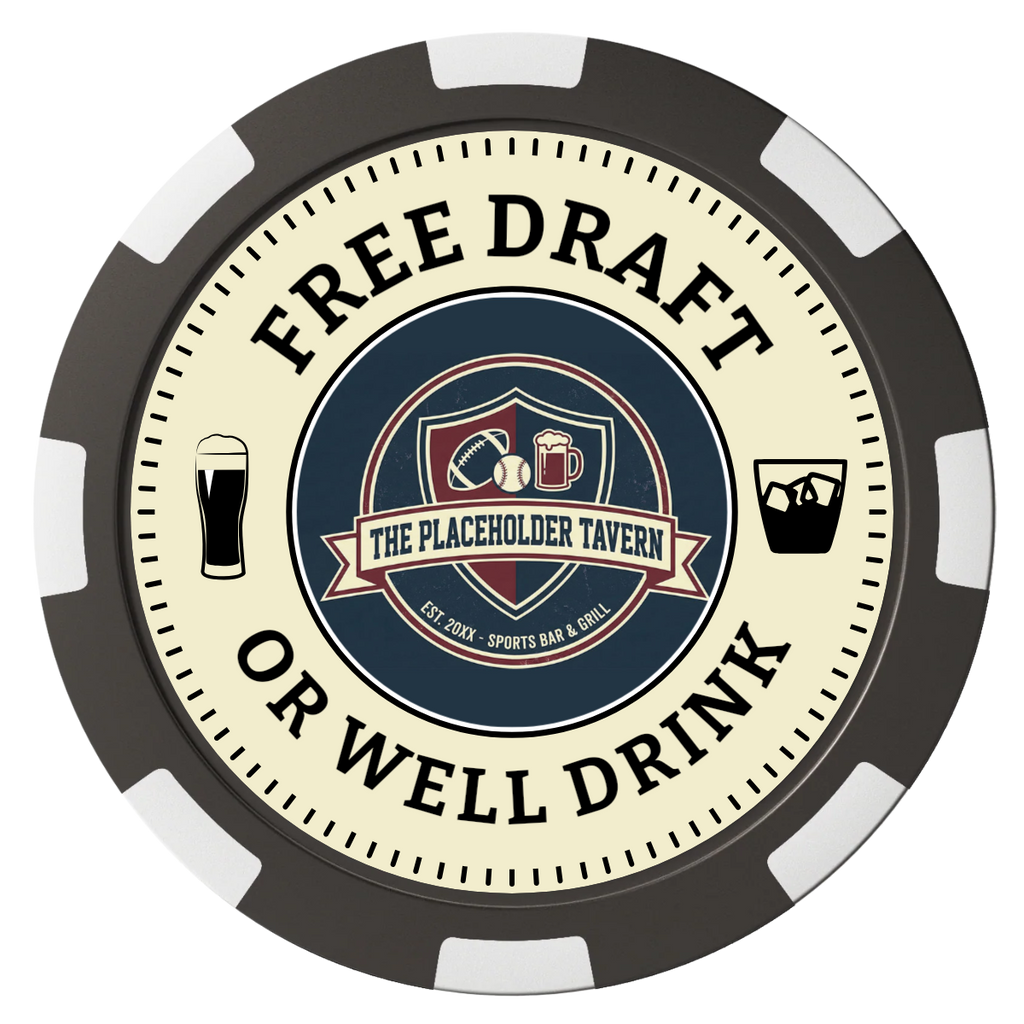 Beer Shop Magnetic Composite Poker Chips - Black / 8 Spot - Front