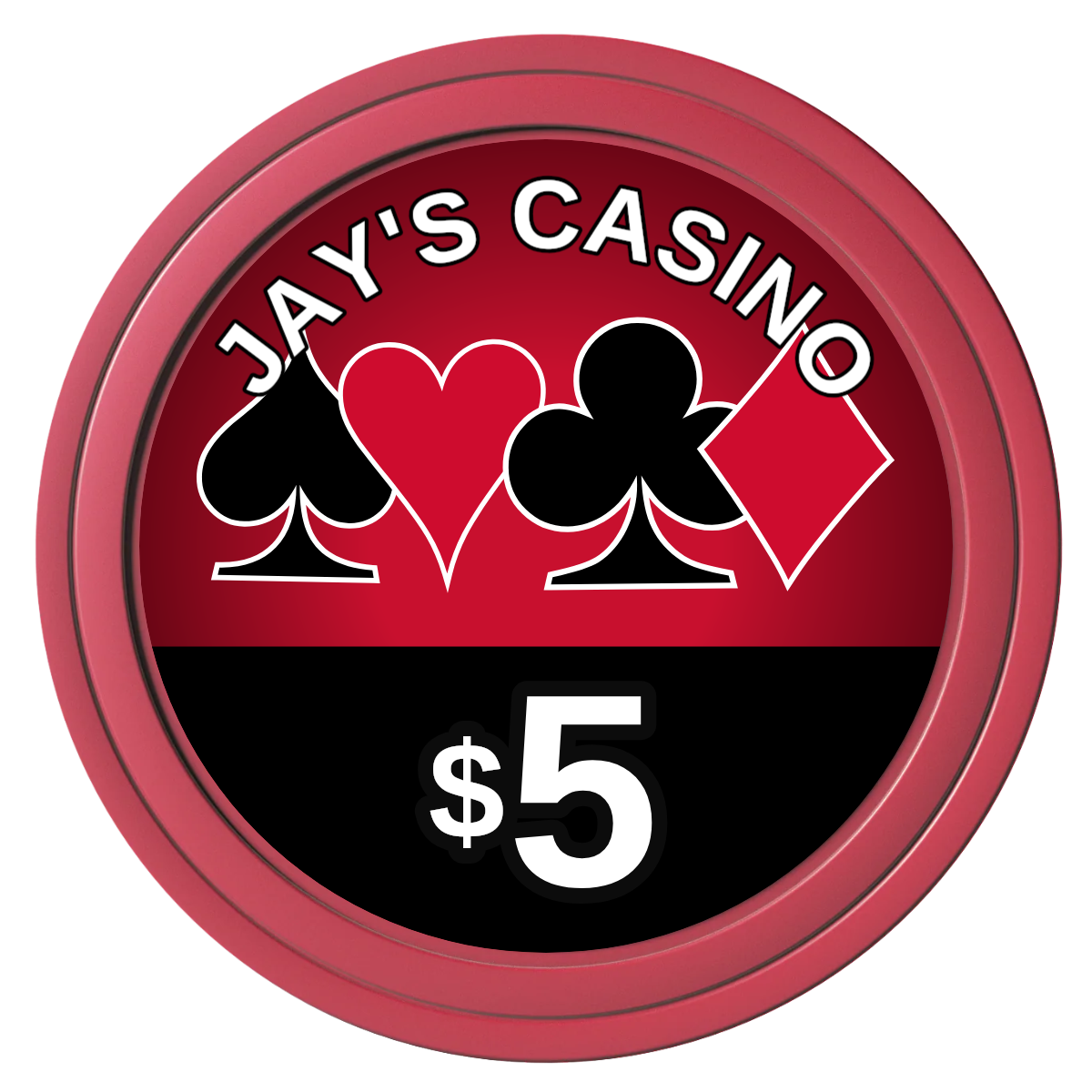 Jay's Casino Composite Poker Chips - Red / Solid - Front