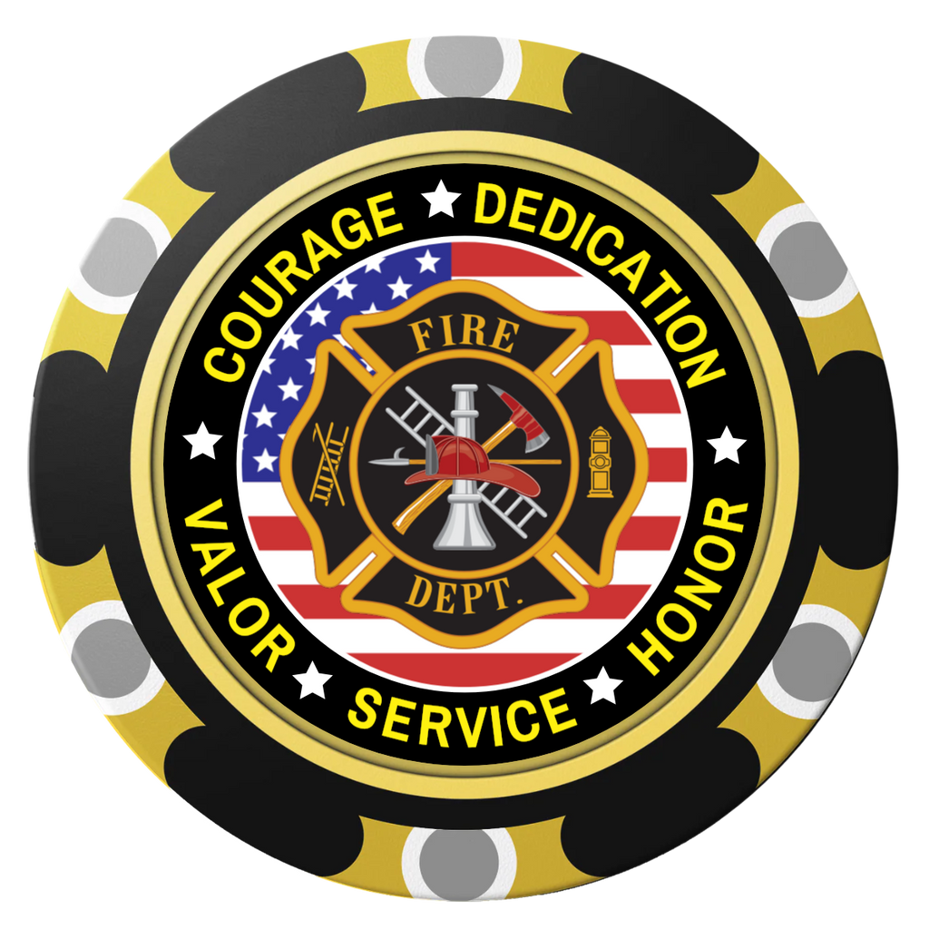 Firefighter Maltese Cross Clay Poker Chips - Black / Monte Carlo / 40mm - Back