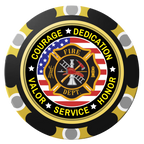 Firefighter Maltese Cross Clay Poker Chips - Black / Monte Carlo / 40mm - Back